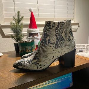 Snakeskin booties